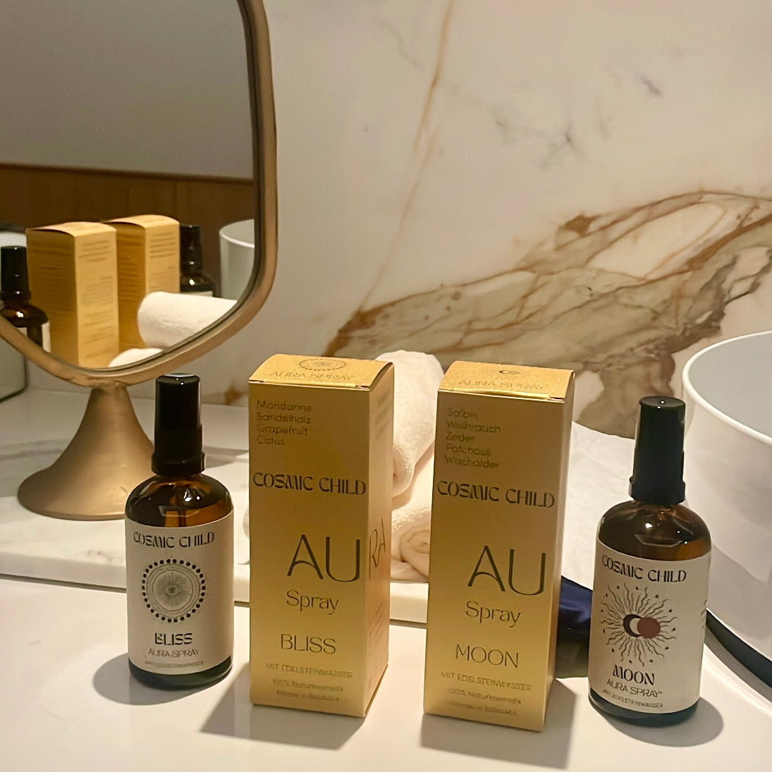aura spray, cosmic child, aroma, bliss, moon, verena ofarim, wellness, aura soma, moodspray, edelsteinwasser, aura, well-being, yoga, meditation, ritual, Lovehealing, happiness,