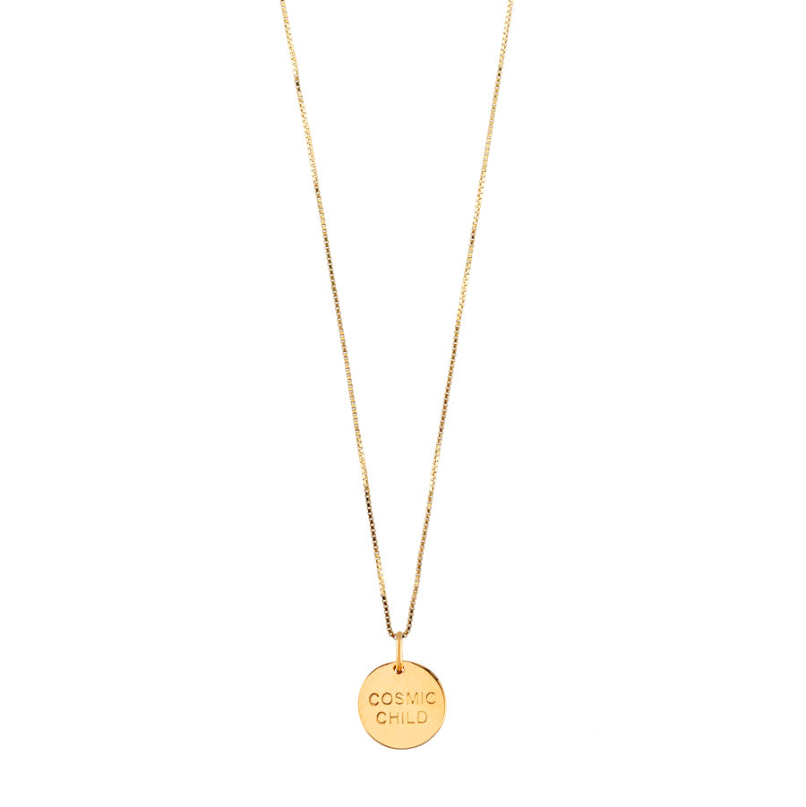 cosmicchild, schmuck, kette, münzkette, Glücksbringer, Geschenk, sylvie eder, goldkette, messagekette, Geschenk Freundin, beste freundin, Verena Ofarim, Kette Gil Ofarim,