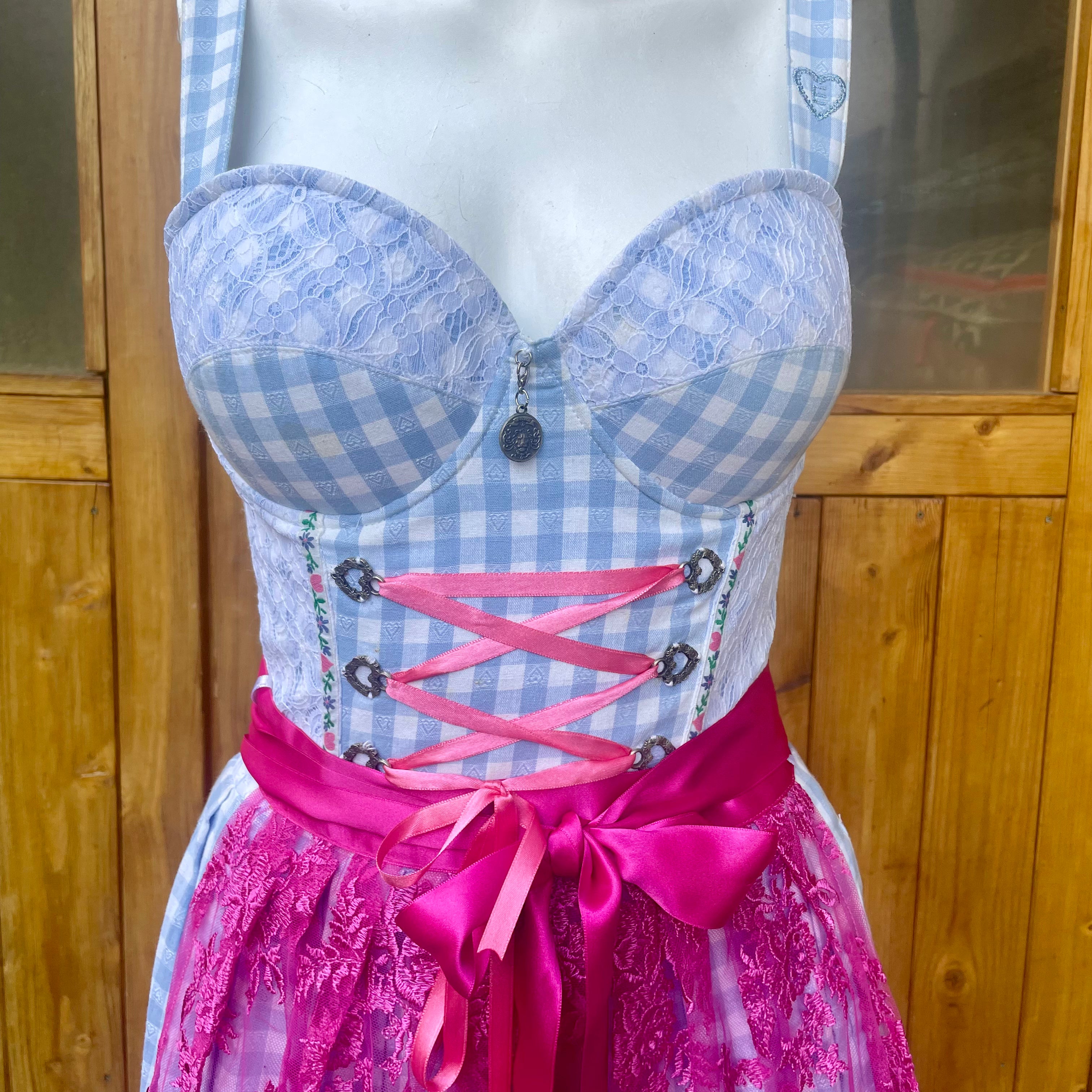 ENA Trachten Dirndl (Muster Karo Blau) Einzelstück!