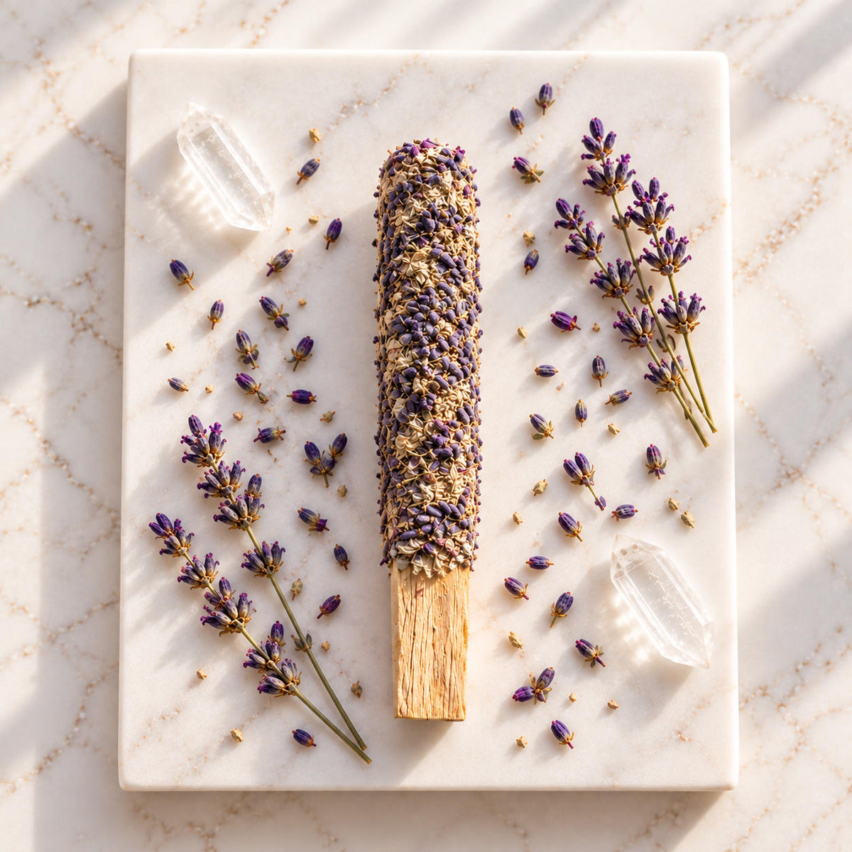 Palo Santo Räucherstick mit Blüten – Rose & Lavendel