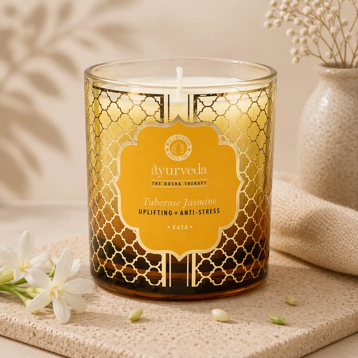 Ayurvedische Duftkerze mit Kokosbutter und Sojawachs