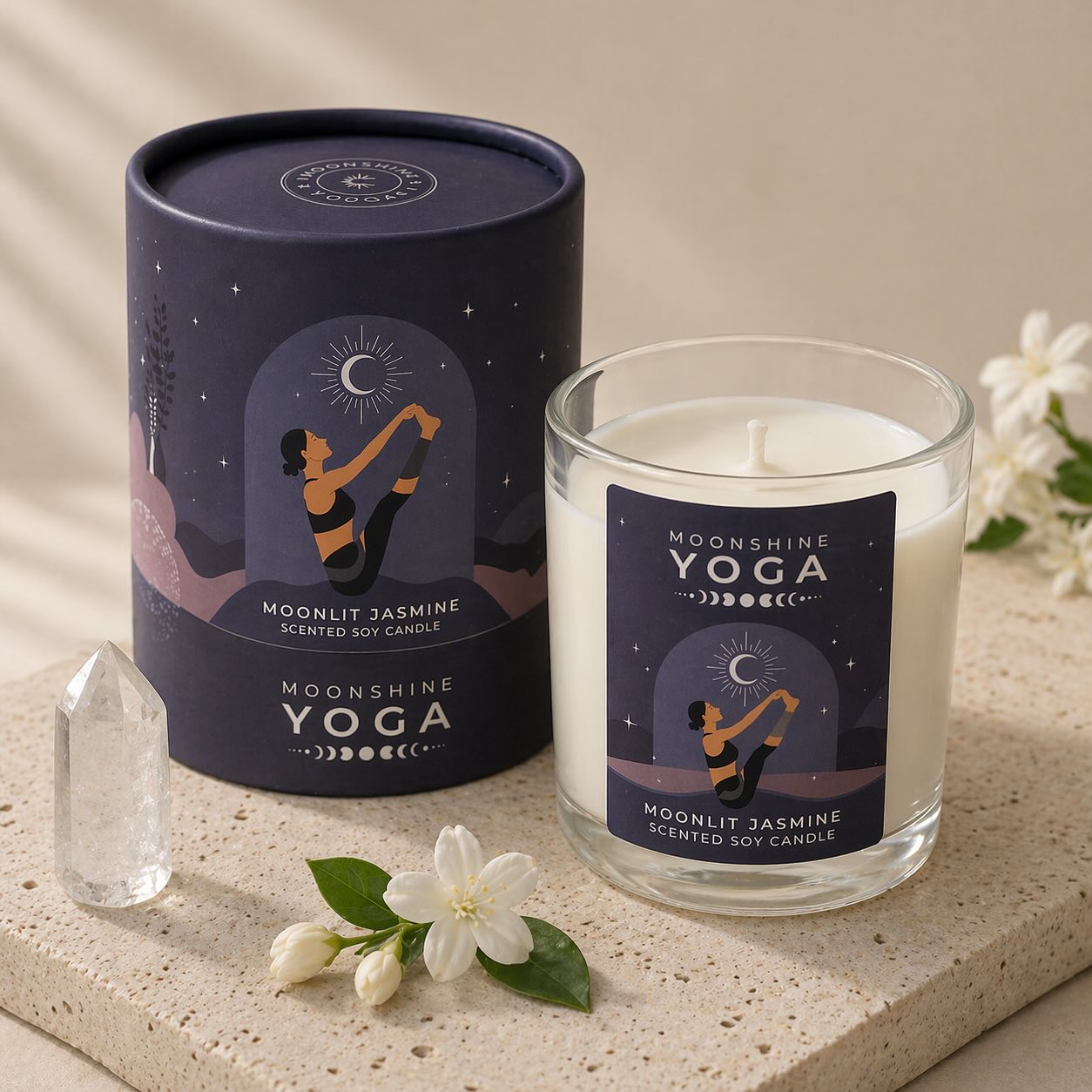 Duftkerze aus Sojawachs – Salbei und  Jasmin | Moonshine Yoga