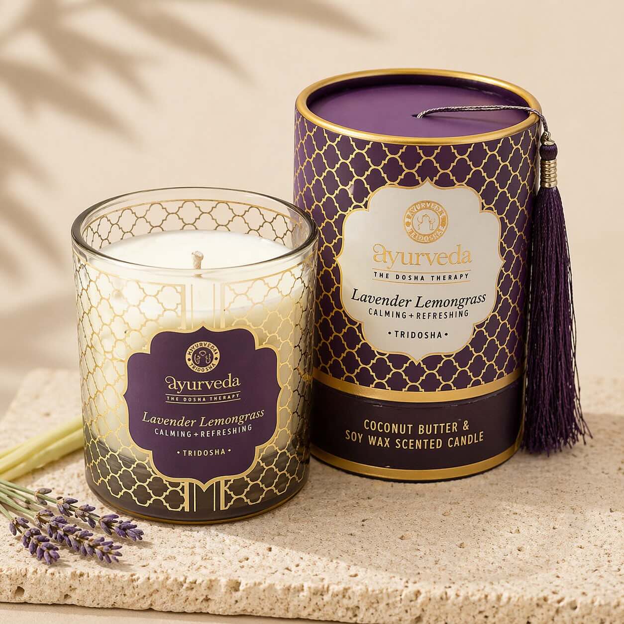 Ayurvedische Duftkerze mit Kokosbutter und Sojawachs