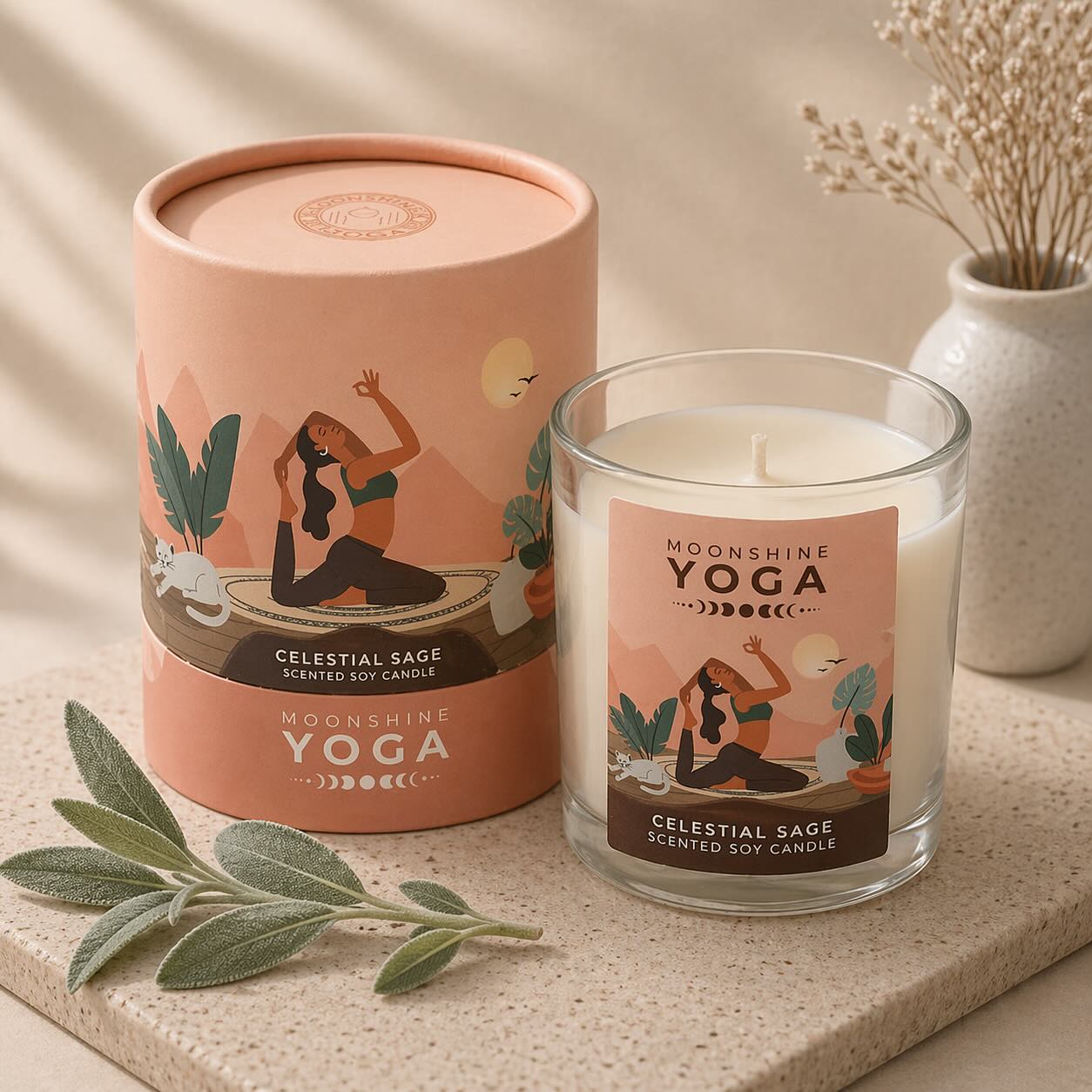 Duftkerze aus Sojawachs – Salbei und  Jasmin | Moonshine Yoga